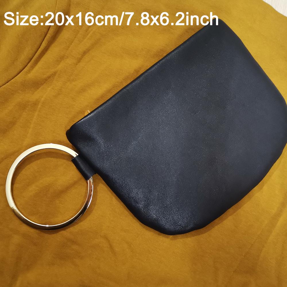 

Metallic Ring Clutch Ladies Evening Bag Luxury Design Bags for Women Handbag Round Handle Tote Small Soft PU Leather Pouch