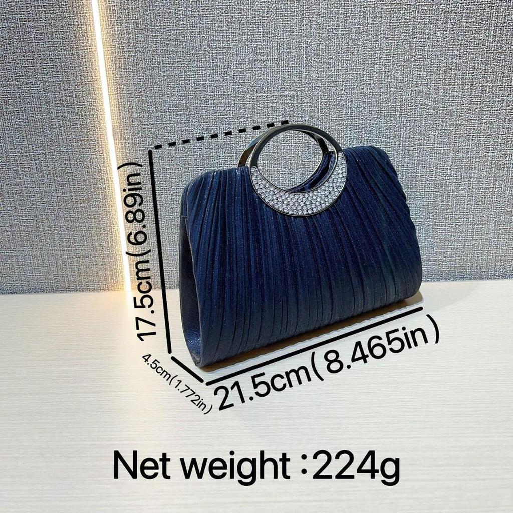 Elegant Pleated Leather Evening Handbag for Weddings and Parties