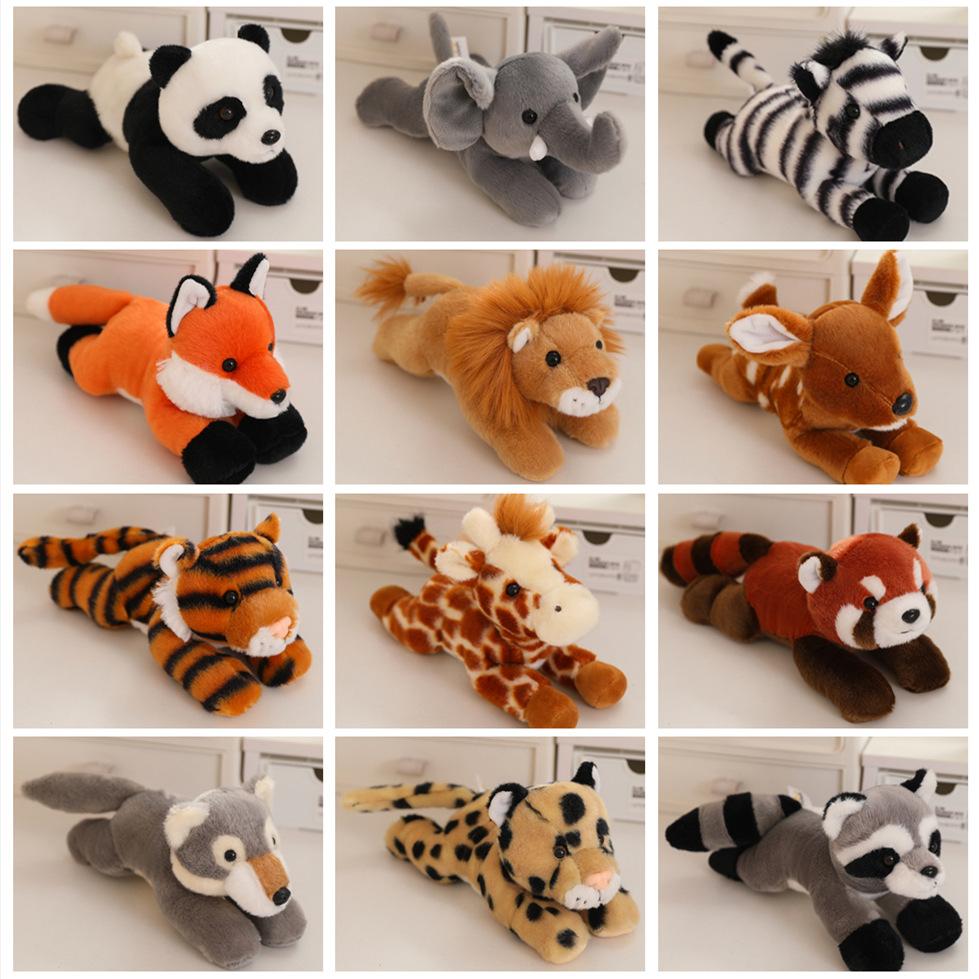 20cm Simulation Party Style Raccoon Panda Elephant Plush Toy Tiger Animal Stuffed Toy Desk 0rnament Birthday Gift