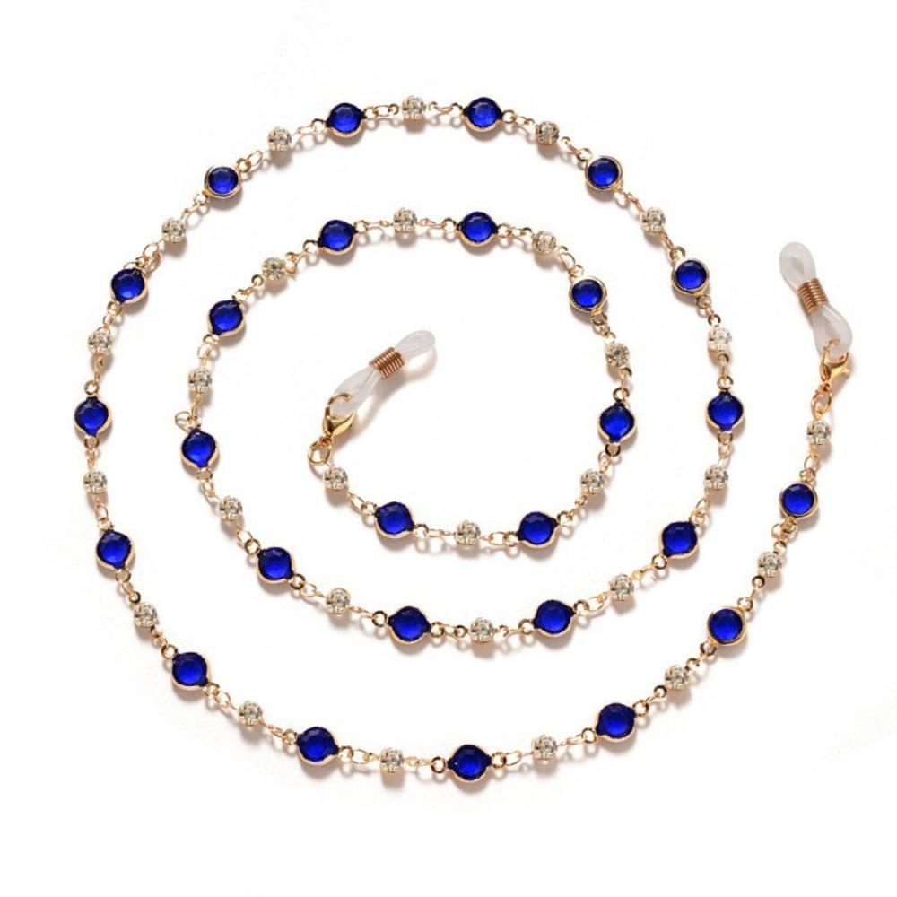

Zircon Colorful Crystal Glasses Chain Rhinestone Beads Eyeglass Holder Necklace Anti-Lost Neck Strap Sunglasses Chains синий