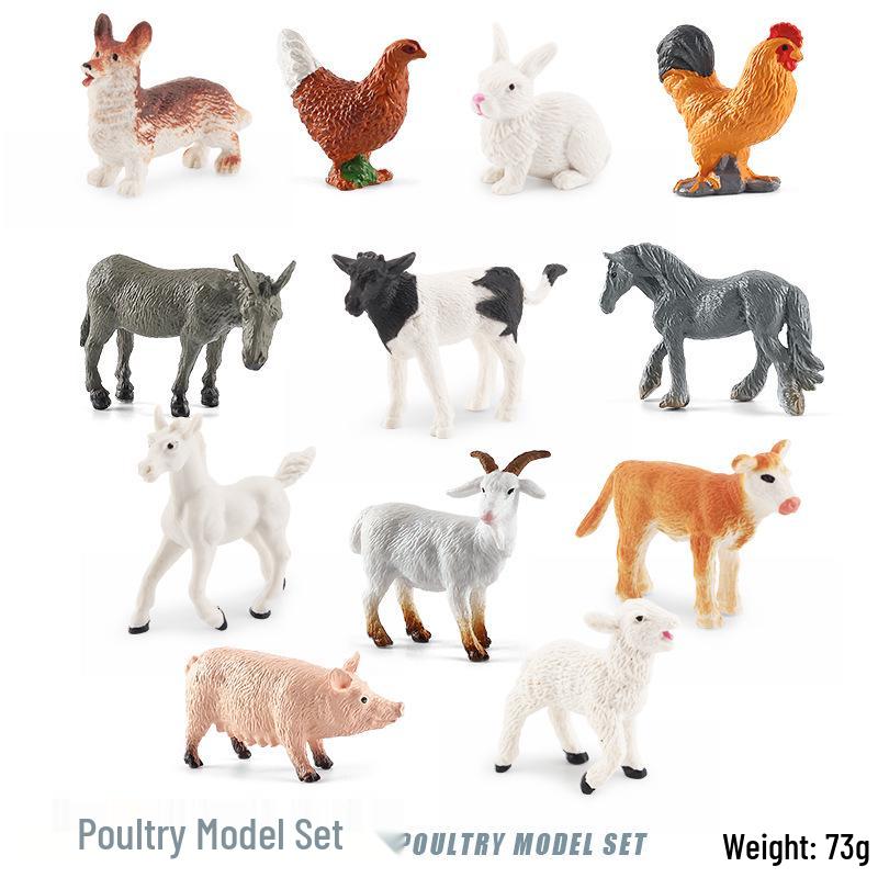 Cross-border Farm Animal Models: Children's Cognitive Toys - Chicken, Duck, Goose, Cow, Sheep, Pig, Horse, Donkey, Cat & Dog