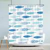 Kids Cartoon Animal Shower Curtain Funny Letters Blue Watercolour Fish Polyester Fabric Washable Shower Curtains Bathroom Deco