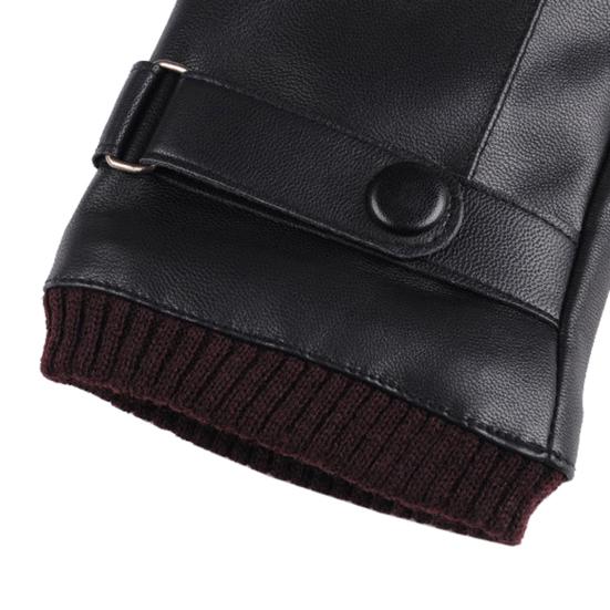 Winter Outdoor Faux Leather Warm Waterproof Full Finger Touch Screen Gloves for Cycling