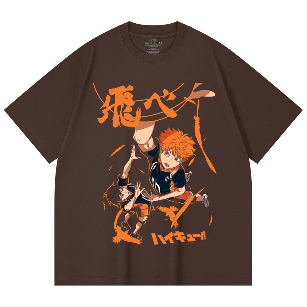 230 Gsm 100% Cotton Haikyuu V10 Hinata Tobio Print Unisex Heavy Cotton T Shirt