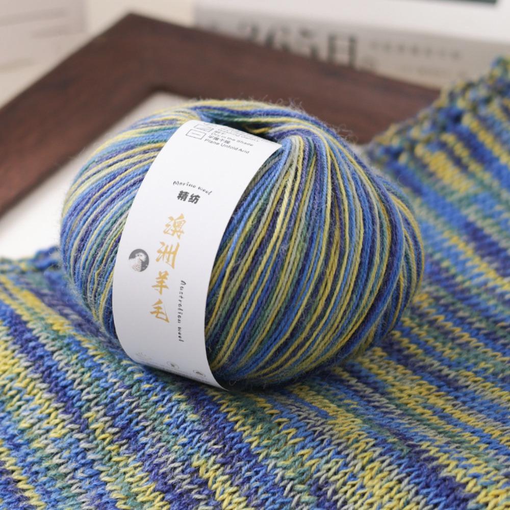 50g/ Roll Practical Gradient Color Wool Yarn Multicolor Handmade Crochet Yarn Knitting Soft Long Velvet Yarn for Blanket Scarf