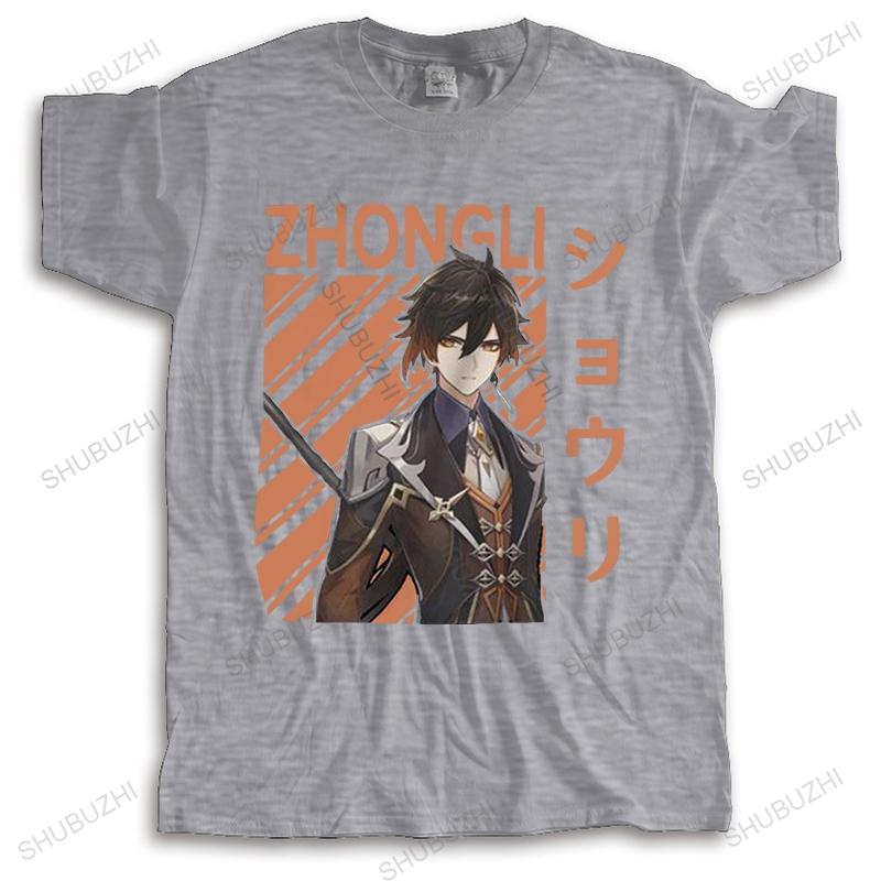 Zhongli Genshin Impact T Shirt for Unisex Soft Cotton Tees Tops Anime Game Tshirts Short Sleeved Urban Harajuku Tshirt Gift