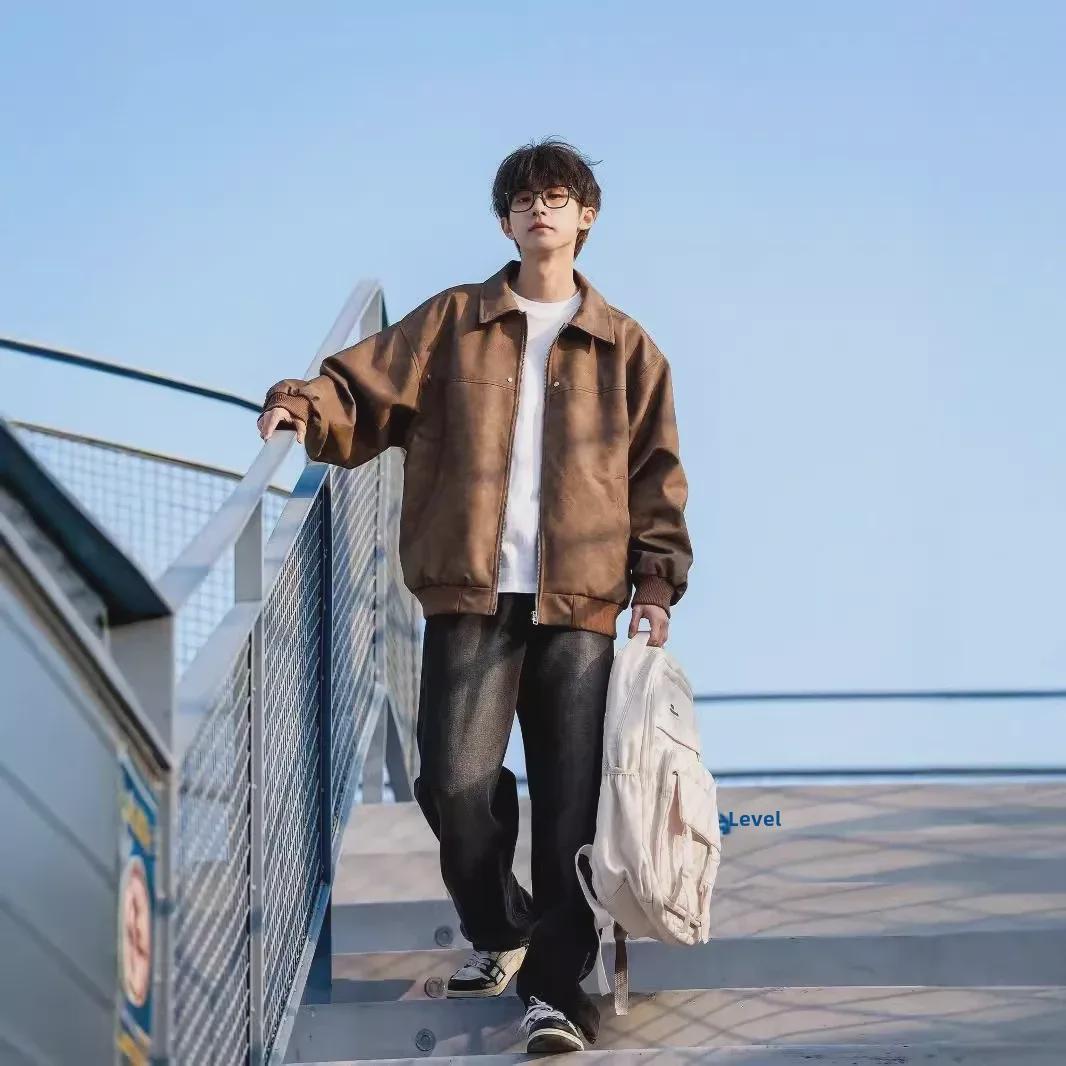 

Мужская коричневая кожаная куртка Maillard — ретро, красивый американский стиль для весны, осени и зимы. L коричневый