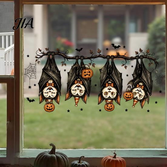 Indoor Outdoor Decorative Clings Halloween Window Clings, PVC Waterproof Static Decals, Removable Festive Wall Stickers