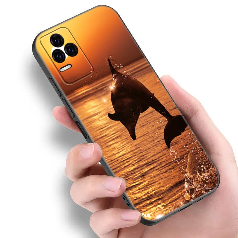 Animal Dolphin Black Silicone Phone Case For Xiaomi Redmi 7A 8A 9A 10A 11A 9C 10C 12C 13C 11 Prime A1 A2 Plus 12 4G Note 9T 12R