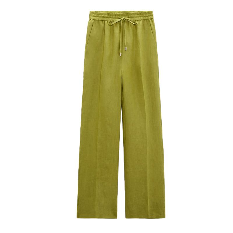 Summer New Polo Collar Stretch High Waist Pants Linen