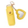 Lipstick Clip Keychain Pendant with Mirror Imitation Leather Lip Gloss Holder Heart-Shaped Pendant Alloy Key Ring