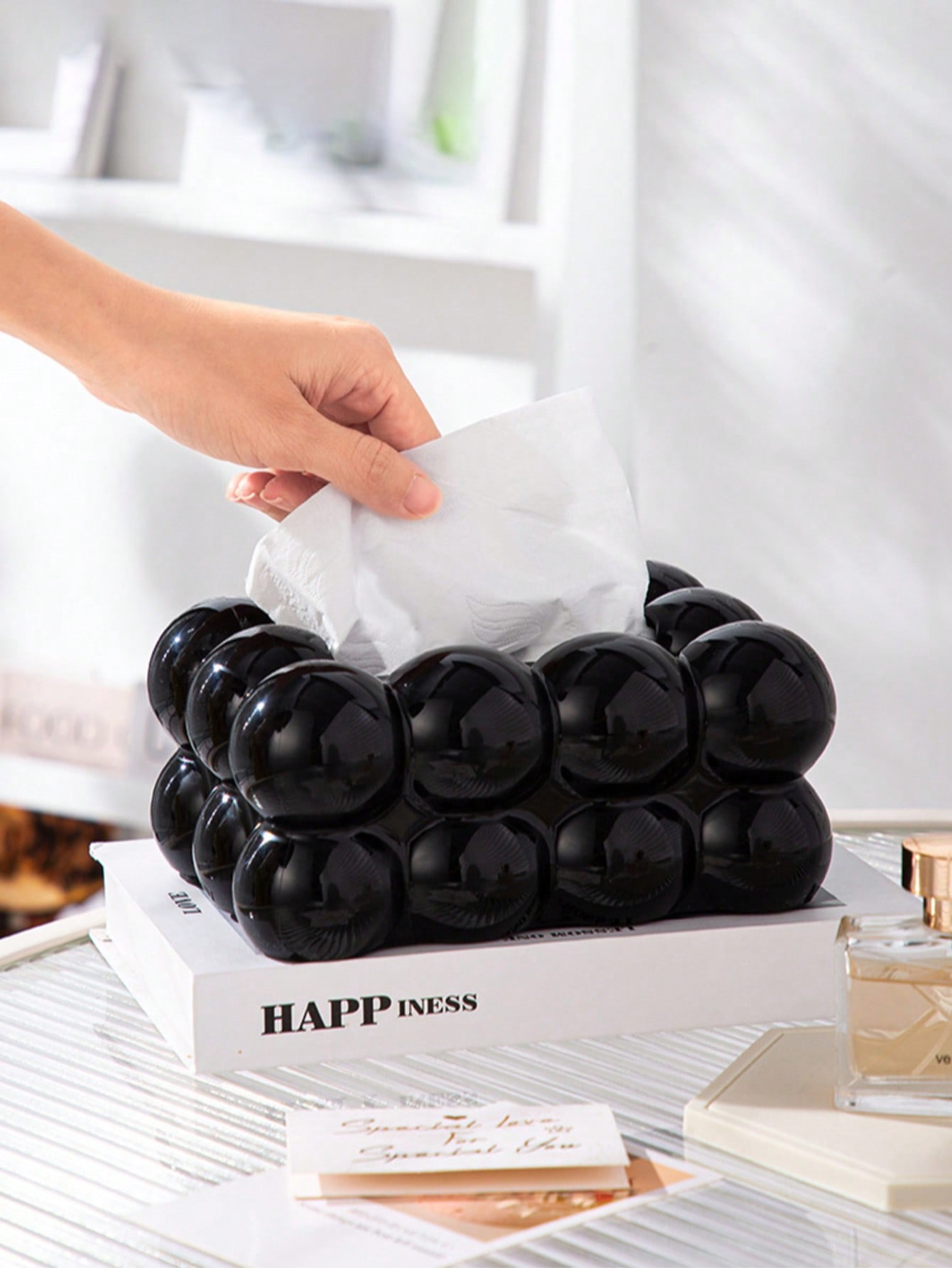1 piece of light luxury style high value marshmallow tissue box home living room tissue storage box restaurant tissue box чёрный