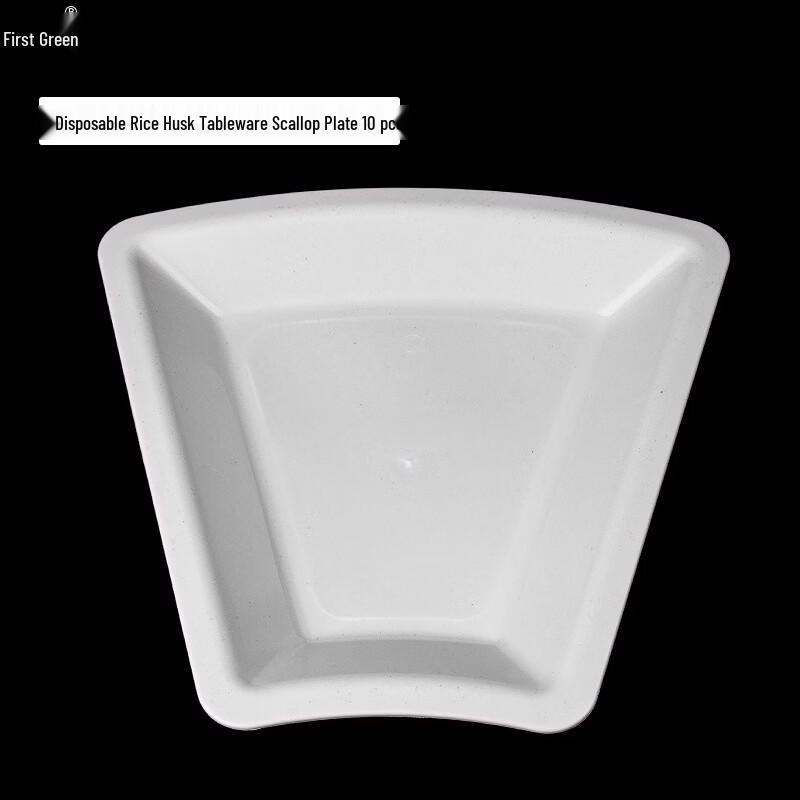Chulu Disposable Rice Husk Scallop Plates, 10-Count