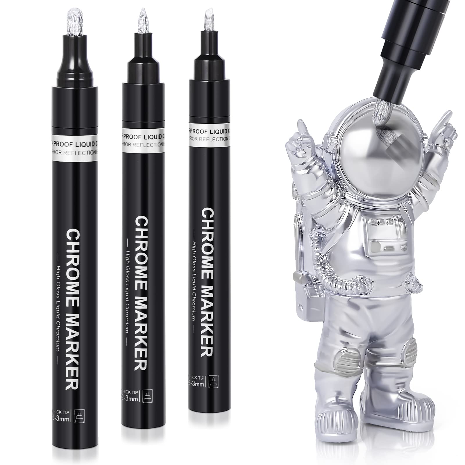 

Silver Chrome Paint Marker Art Liquid Mirror Chrome Paint Pen for Model Repair Car Tire DIY Waterproof Reflective Gloss Metallic Marker Pen Painting,