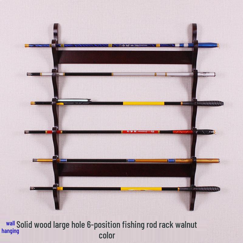 Настенная стойка-витрина и стойка для хранения рыболовных удилищ из массива дерева