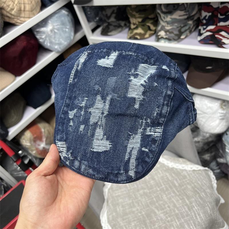 Old ripped duck tongue cowboy hat children autumn and winter fashion versatile beret bud forward hat tide