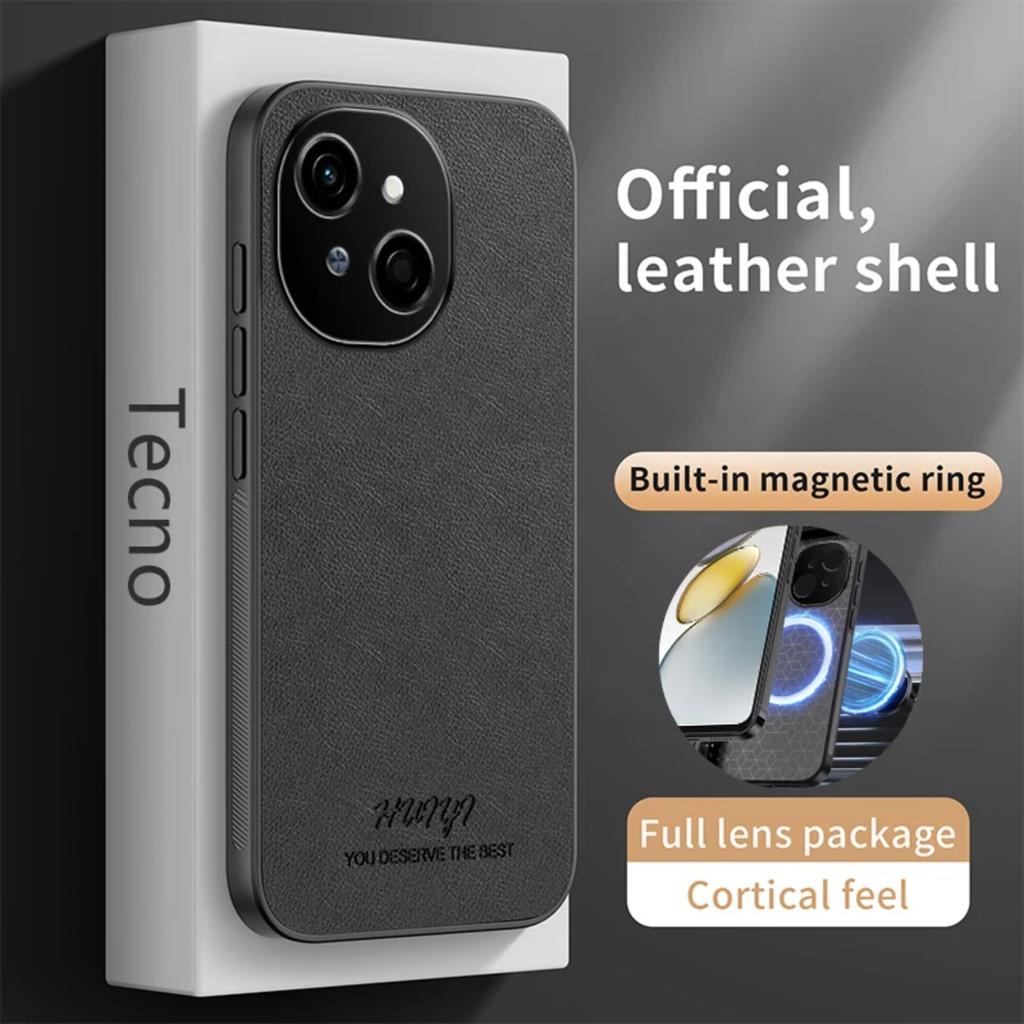 Kožený kryt Magsafe pro Tecno Spark Go 1 Pop 9 Magnetický držák do auta Měkká silikonová ochrana Kryt na telefon TecnoSparkGo1 Pop9