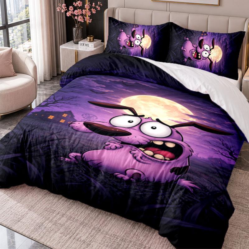 Courage the Cowardly Dog 3Pcs Bedding Set Duvet Cover With Two Pillowcases For Bedroom Home Decoration