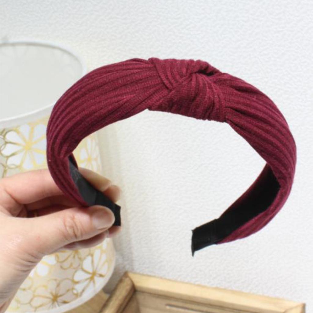 Knotted Headband Women Fabric Knitted Wide Hairband for Face Washing Daily Use