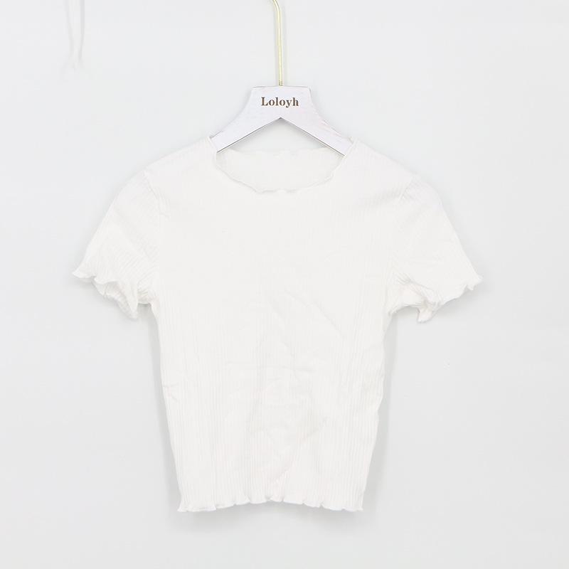 2025 Spring/Summer Women's Retro Ruffle Slim T-Shirt