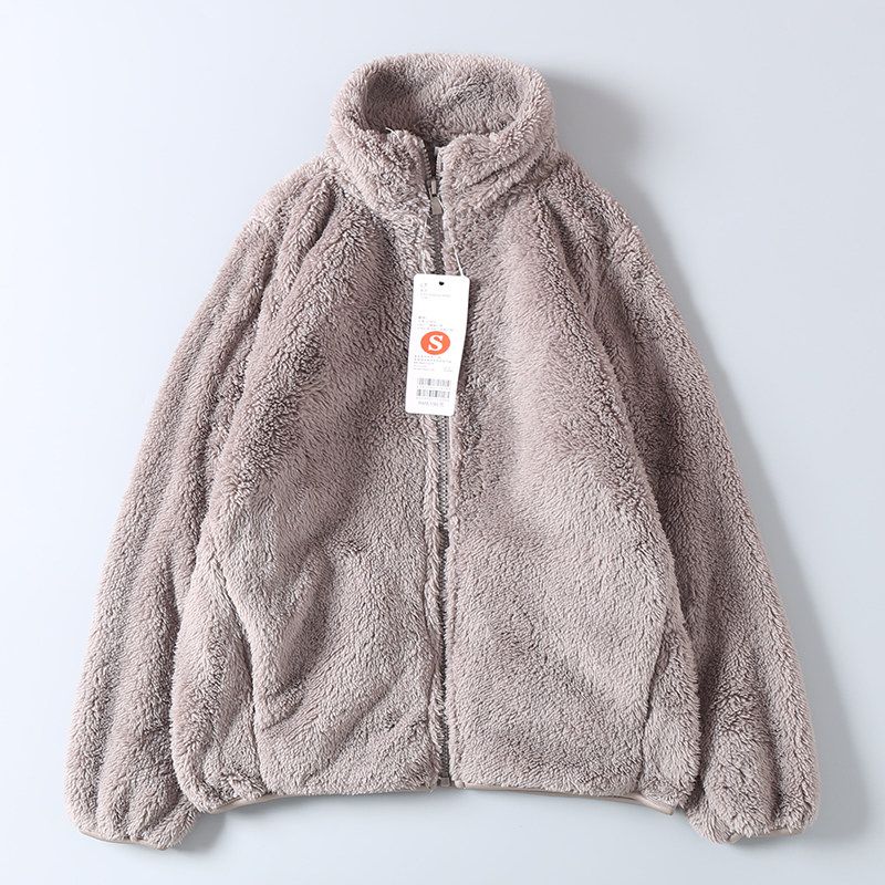 Women's Loose-Fitting Thick Warm Slim-Fit Stand-Collar Lamb Wool Fleece Coat for Spring and Autumn, Export Surplus