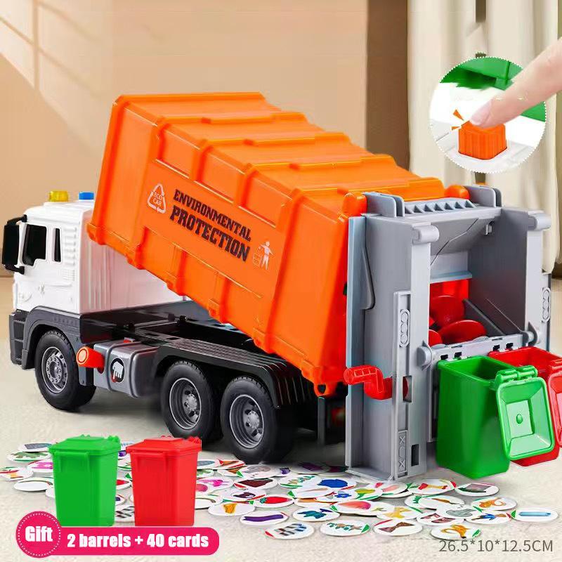 Nouveaux Jouets pour Enfants Modèle Camion Poubelle Ville Moulé sous Pression Plastiques Véhicule de Tri des Ordures Assainissement Voiture Son Lumière Cadeaux de Noël pour Enfants