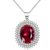 Huitan Luxury Pendant Necklace for Women Wedding Engagement Trendy Accessories with Shiny Red CZ Noble Round Party Chic Jewelry