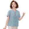 Fenxiao Mama Bawełniano-lniany T-shirt i komplet dla kobiet w średnim wieku na lato
