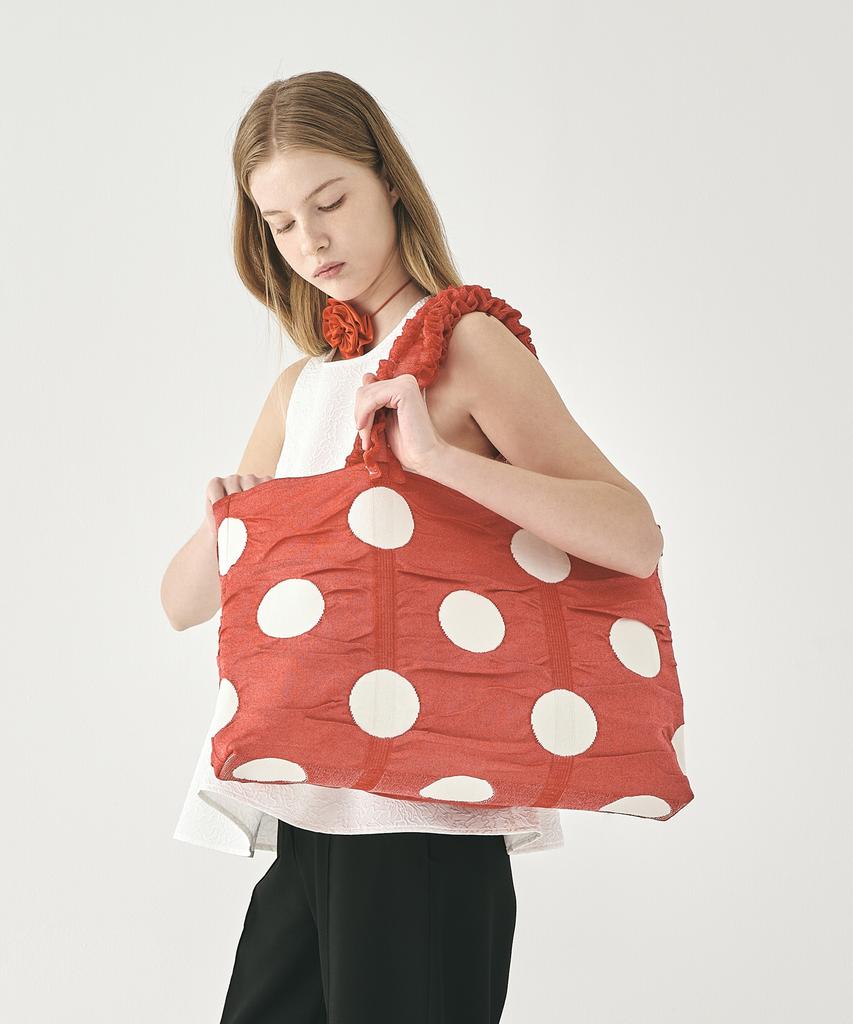 Pleatsmama Polka Dot Shopper Bag Red
