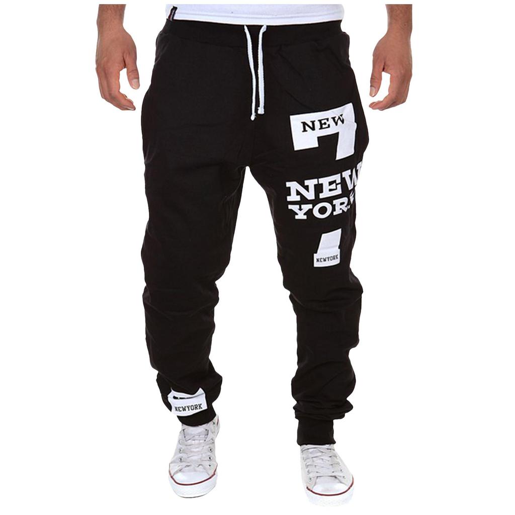 Men's Fashion Number Letter Printed Pants Casual Pants Sports Pants KTB