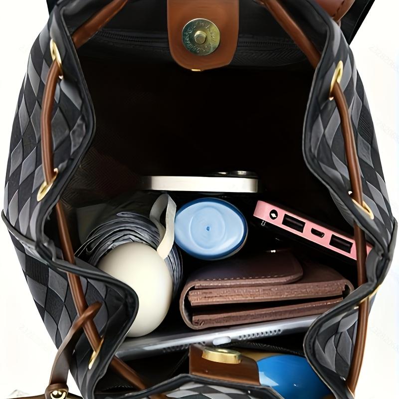 Stylish PU Backpack for Women Coffee Brown & Black Color Block Design Adjustable Shoulder Straps Perfect for Work and Everyday Use Travel Backpack