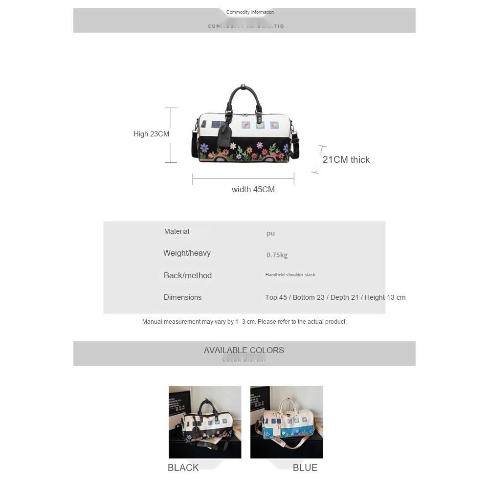Women Floral Print Large Capacity Faux leather Travel Bag with Detachable Crossbody Strap for Travel