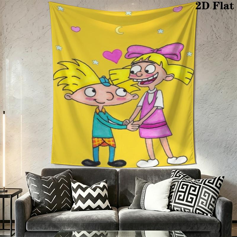 Hey Arnold Wall Tapestry Aesthetic Wall Hanging Printed Fabric Blanket Decorative Tapestries for Bedroom Living Room Home Decor