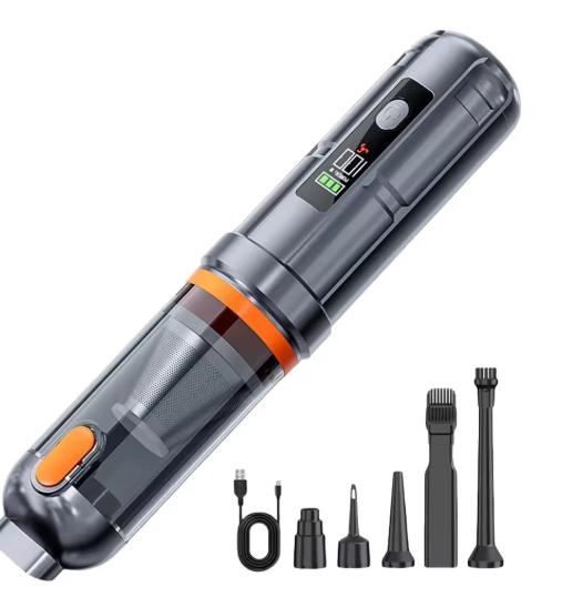 

17000PA Car Vacuum Cleaner with Brushless Motor Handheld Vacuum Portable Cordless Compressed Air Duster for Car Home Office Pet silver&orange