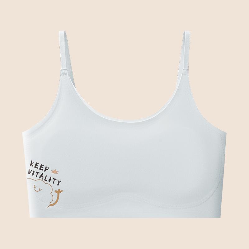 Girls  First Stage Fixed Cup Training Bra (Ages 9-12) for Junior High Students XL (85-105 kg) светло-синий