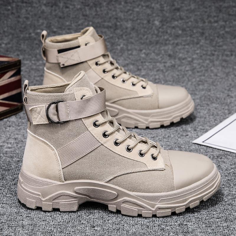 Men Boots 2024 Outdoor Fashion Canvas High Top Shoes Men Casual Shoes Ankle Boots Black Chelsea Boots Zapatos De Hombre