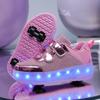 New Double-wheel Runaway Shoes, Boys and Girls Pulley Shoes Can Be Collected Variant Shoes, Skates with Lights, Luminous Shoes Manufacturers
