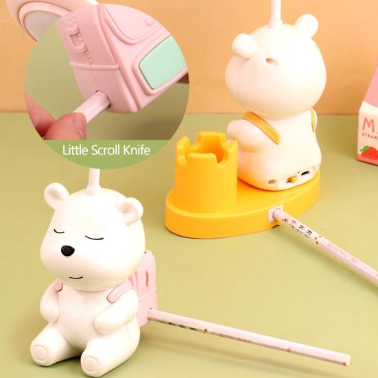 Cartoon Backpack Bear Desk Lamp USB Rechargeable Flexible Gooseneck Table Reading Light Home Office Bedroom Bedside Night Light