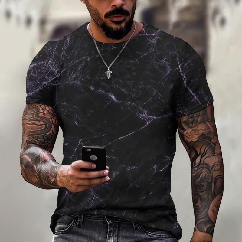 Men's T Shirt 3d Lightning Print Mens Short-Sleeved Tops Summer Street Fashion