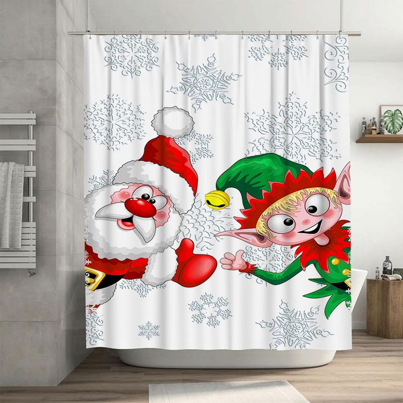 

Tuniu Festive Santa And Elf Holiday Shower Curtain – Fun Christmas Bathroom Decor – Adorable Holiday Design – Cozy And Cheerful W60H190(CM)-1 Pcs