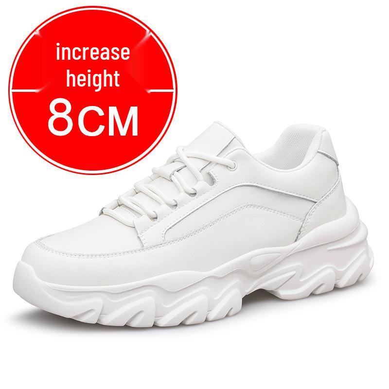 Men's 8cm Height Increasing White Breathable Casual & Running Shoes