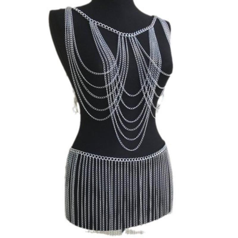 Meier Style grids women s grids tassel gold body chain jewelry shawl symmetrical multi-layer