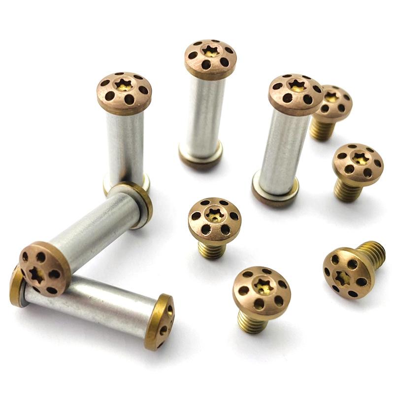 10 Sets/lot 416 Stainless Steel Material 9 Sizes Knife Handle DIY Making Locking Screws M4 Thread T8 Torx Nails Spindle Rivet