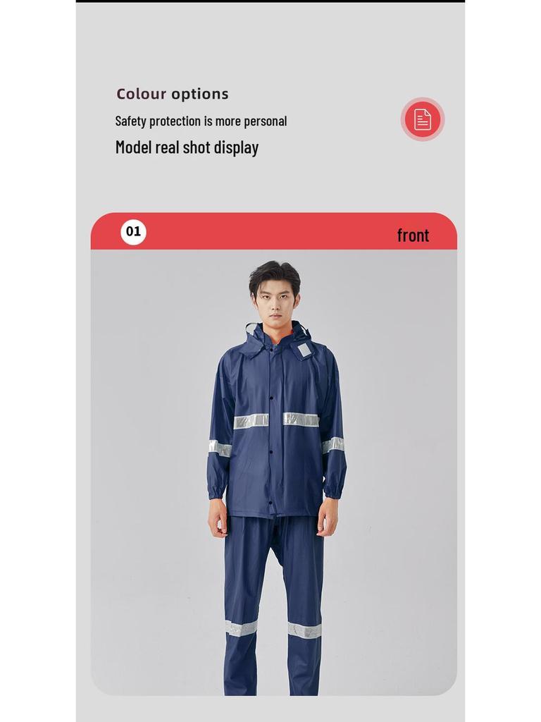 Qianan Reflective Raincoat & Pants Set for Adult Motorcycle and Bicycle Riders
