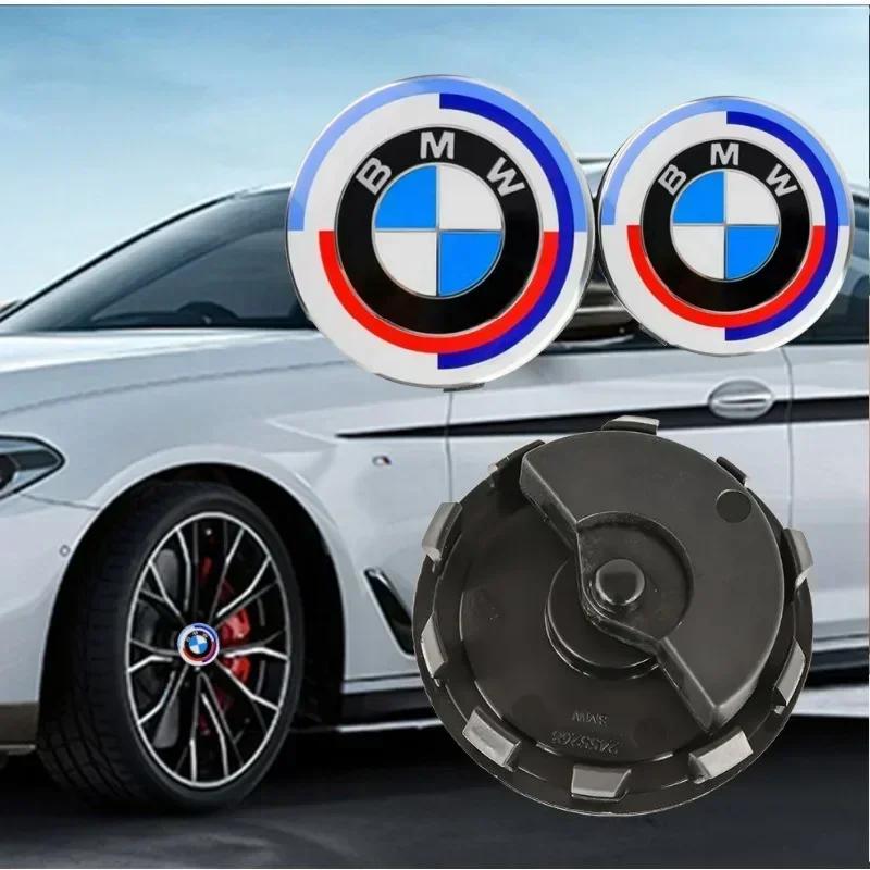 4 ks 56/68mm plovoucích středových krytek kol pro BMW 50. výročí – Pasují na E39 E46 E60 F10 F30 G20 X3 X5 (Příslušenství Auto Hub)