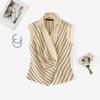 ZANZEA Blusa da Donna Elegante a Maniche Corte con Collo a Revers e Stampa a Righe Casual
