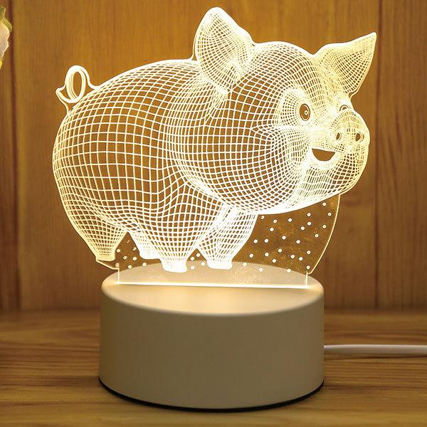 Creative 3D LED Night Light 7 Color Acrylic Veilleuse ABS Plastic Base LED Night Lamp for Children's Room Table Desk Use