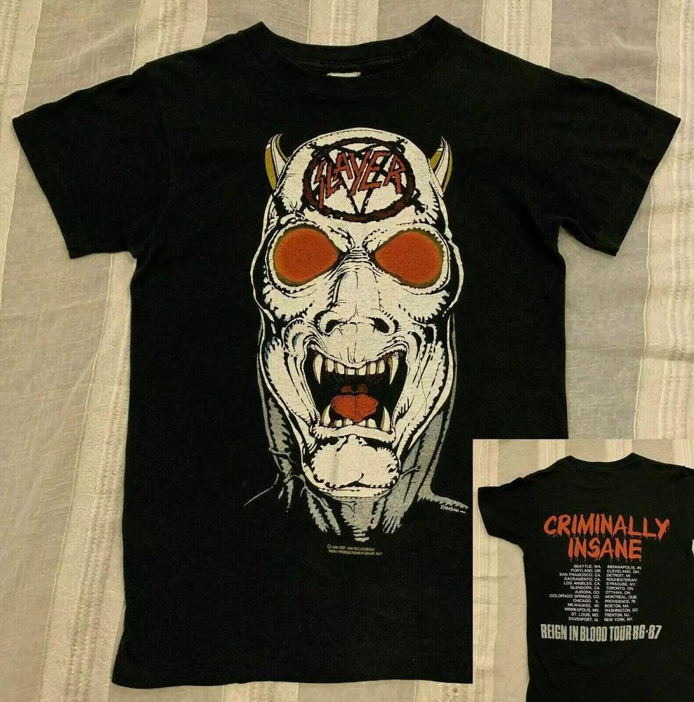 SLAYER T SHIRT 80S CONCERT 1986-87 REIGN IN BLOOD TOUR Unisex T-Shirt
