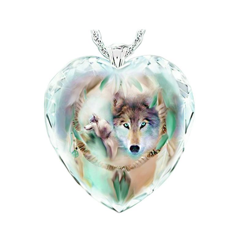 Yunjin wish new wolf crystal necklace series heart-shaped crystal wolf necklace pendant, specially for
