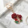 Bling Rose Keychain for Women Rhinestone Flower Keyring Accessory Sparkling Bag Charm for Purse